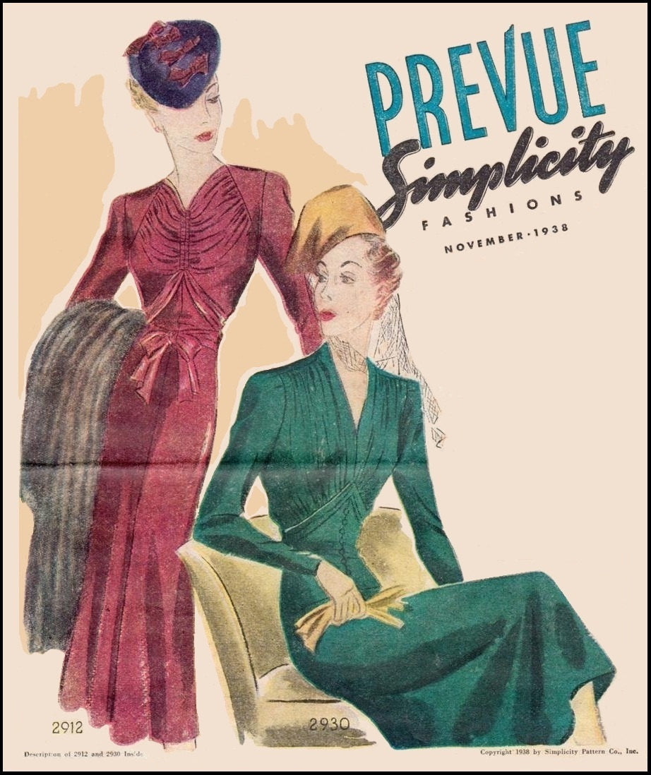 1930s Ladies Dress With Softly Gathered Bodice - Reproduction 1938 Sewing Pattern #T2930 - 36 Inch Bust