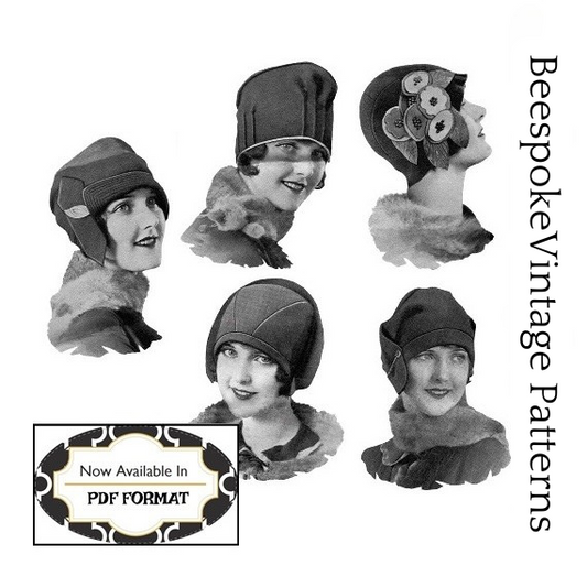 1920s Ladies Felt Cloche Hats - INSTANT DOWNLOAD - Reproduction Sewing Pattern #H001 - PDF - Print At Home