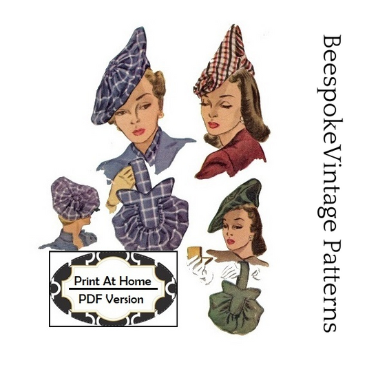 1940s Ladies Hats and Purses - INSTANT DOWNLOAD - Reproduction 1947 Sewing Pattern #H1318 -PDF- Print at Home