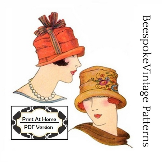 1920s Ladies Pleated Cloche Hat - INSTANT DOWNLOAD - Reproduction 1925 Sewing Pattern #H1440 - PDF- Print at Home