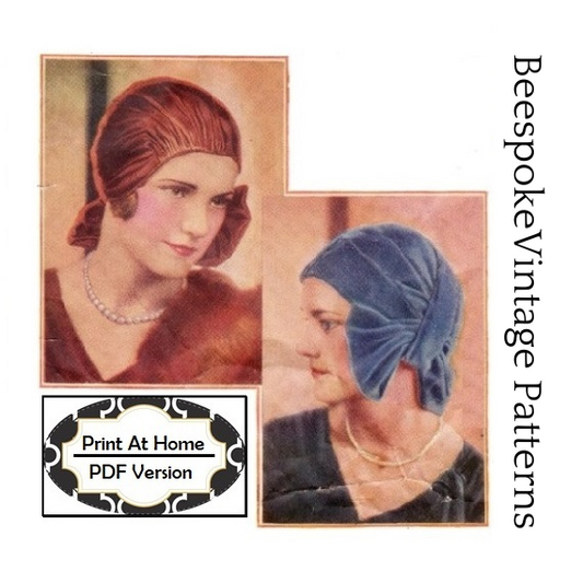 1920s Ladies Turban/Cloche With Bow - INSTANT DOWNLOAD - Reproduction 1929 Sewing Pattern #H1756 - PDF - Print At Home