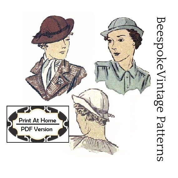 1930s Ladies Bower Style Hat - INSTANT DOWNLOAD - Reproduction 1935 Sewing Pattern #H6993 - PDF - Print At Home