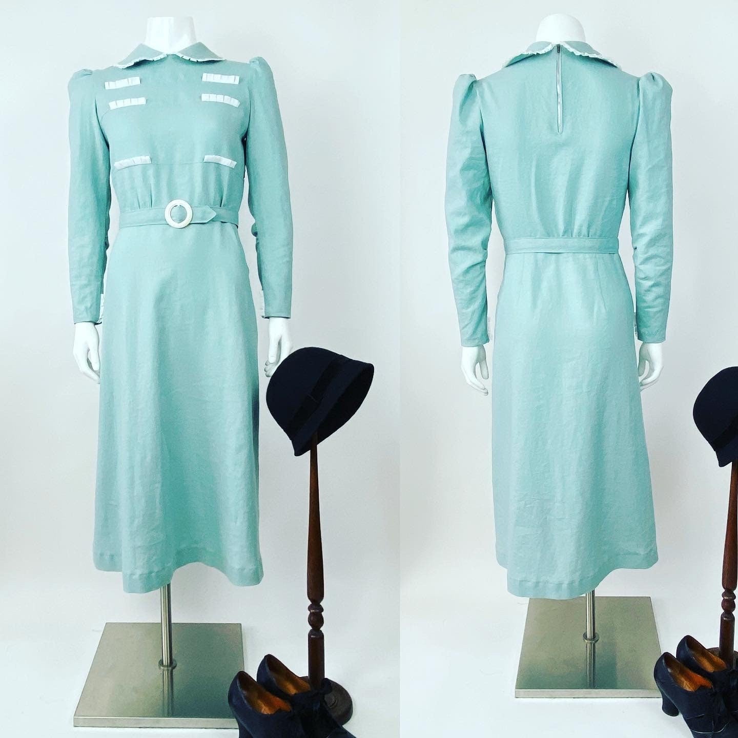 1930s Puffed Sleeve Tucked Front Dress Reproduction Vintage Pattern #2432 - Bust 32" PDF Print-At-Home
