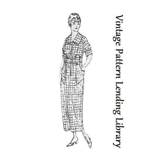1910s One Piece Slip On Apron Dress - 1918 Pattern #E9347 - 36 Inch Bust