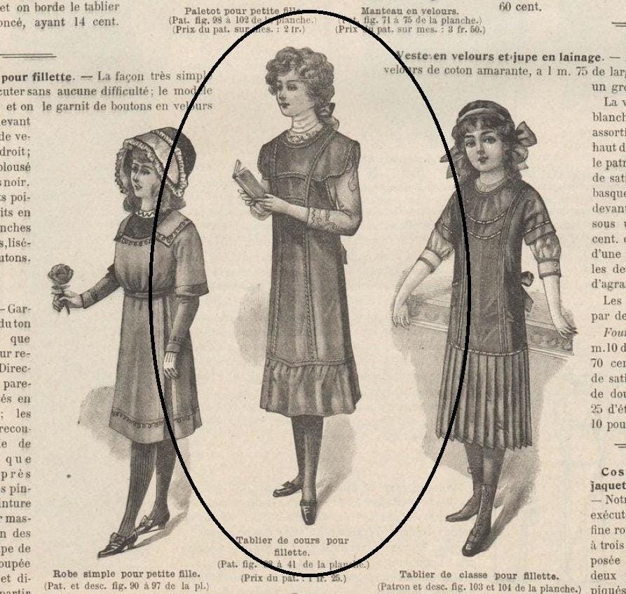 1912 Edwardian Girls' Pinafore - INSTANT DOWNLOAD - Titanic Era - Pattern #C3901 - Child Size 10 - PDF - Print at Home