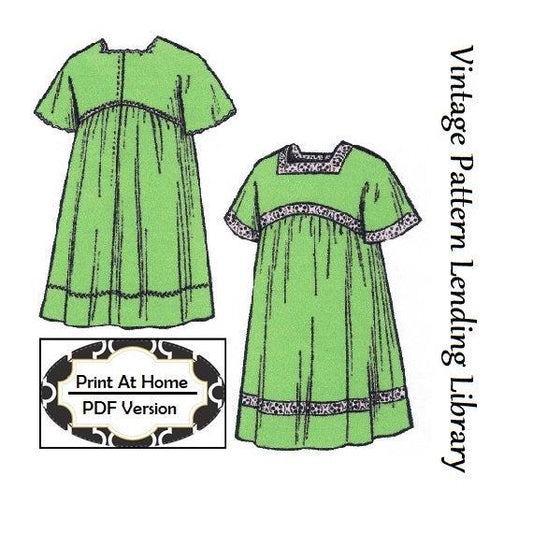 1908 Child's Dress To Wear Over Blouse - INSTANT DOWNLOAD - Reproduction Sewing Pattern #C4040 - PDF - Print At Home