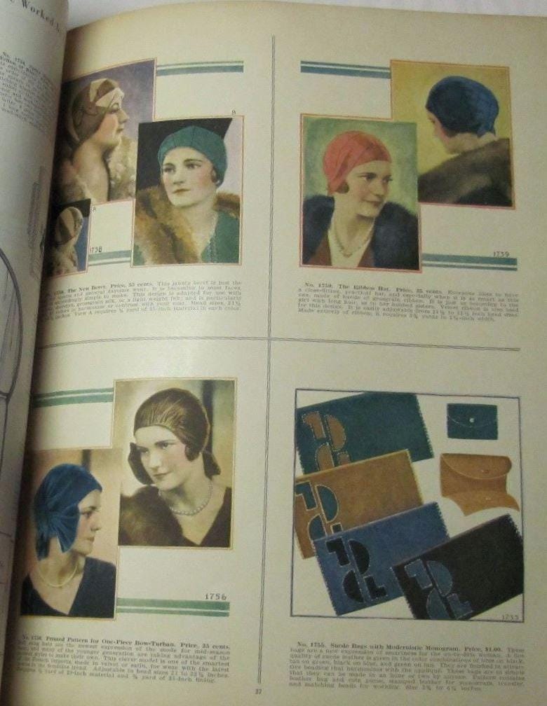 1920s Ladies Turban/Cloche With Bow - INSTANT DOWNLOAD - Reproduction 1929 Sewing Pattern #H1756 [PDF - PRINT AT HOME]