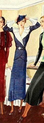 1930s Ladies Tunic Dress Ensemble - Reproduction 1933 Sewing Pattern #T7592- INSTANT DOWNLOAD - 36 Inch Bust [PDF - PRINT AT HOME]