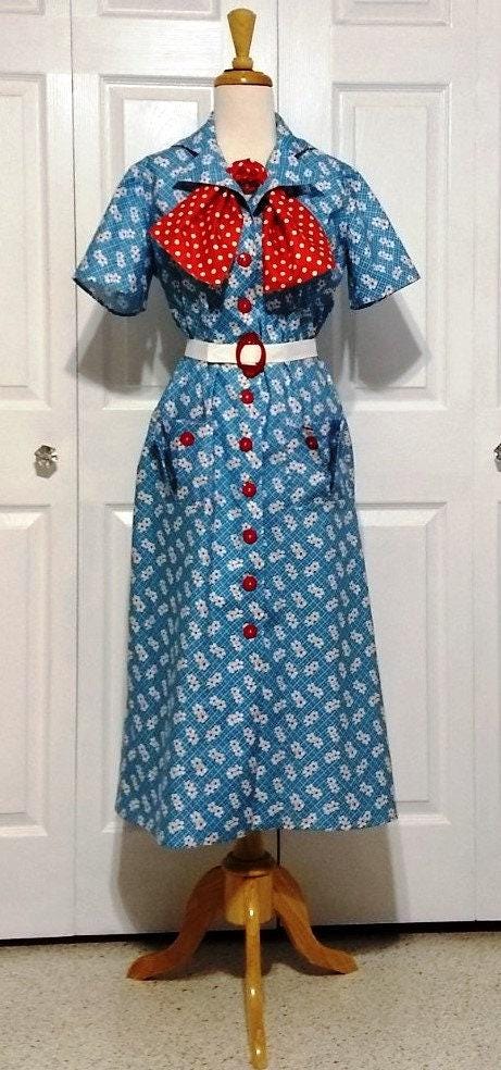1930s Ladies Dress With Scarf Jabot - INSTANT DOWNLOAD - Reproduction 1935 Sewing Pattern #T0206 - 38 Inch Bust [PDF - PRINT AT HOME]