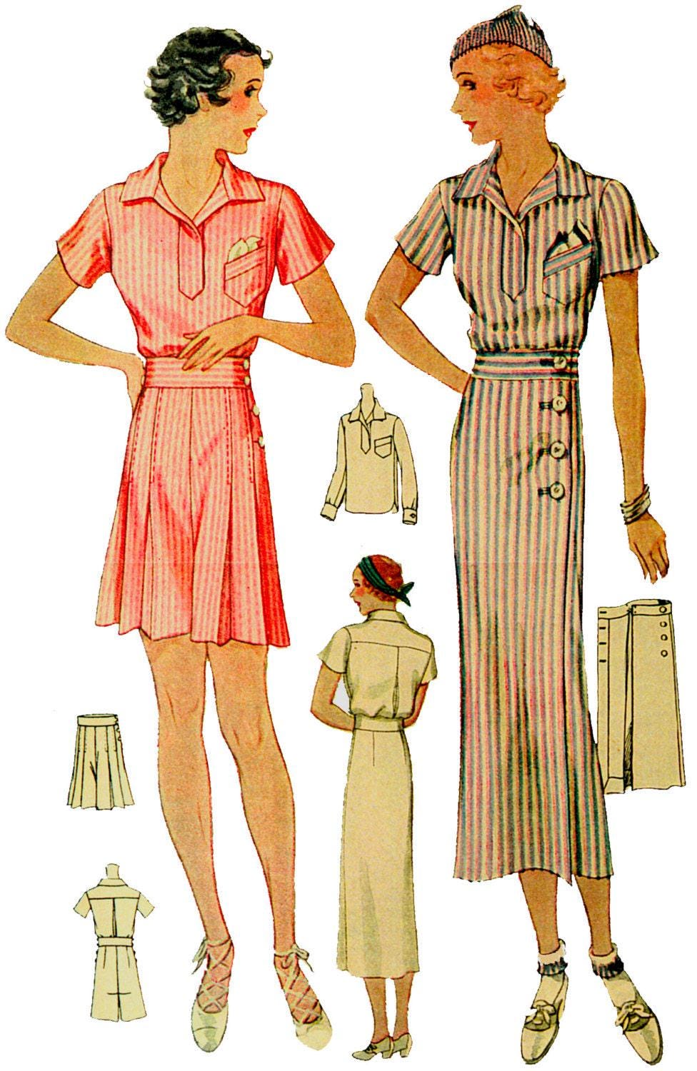 1930s Ladies Sports Ensemble - INSTANT DOWNLOAD - Reproduction 1933-34 Sewing Pattern #T7671 - 36 Inch Bust [PDF - PRINT AT HOME]
