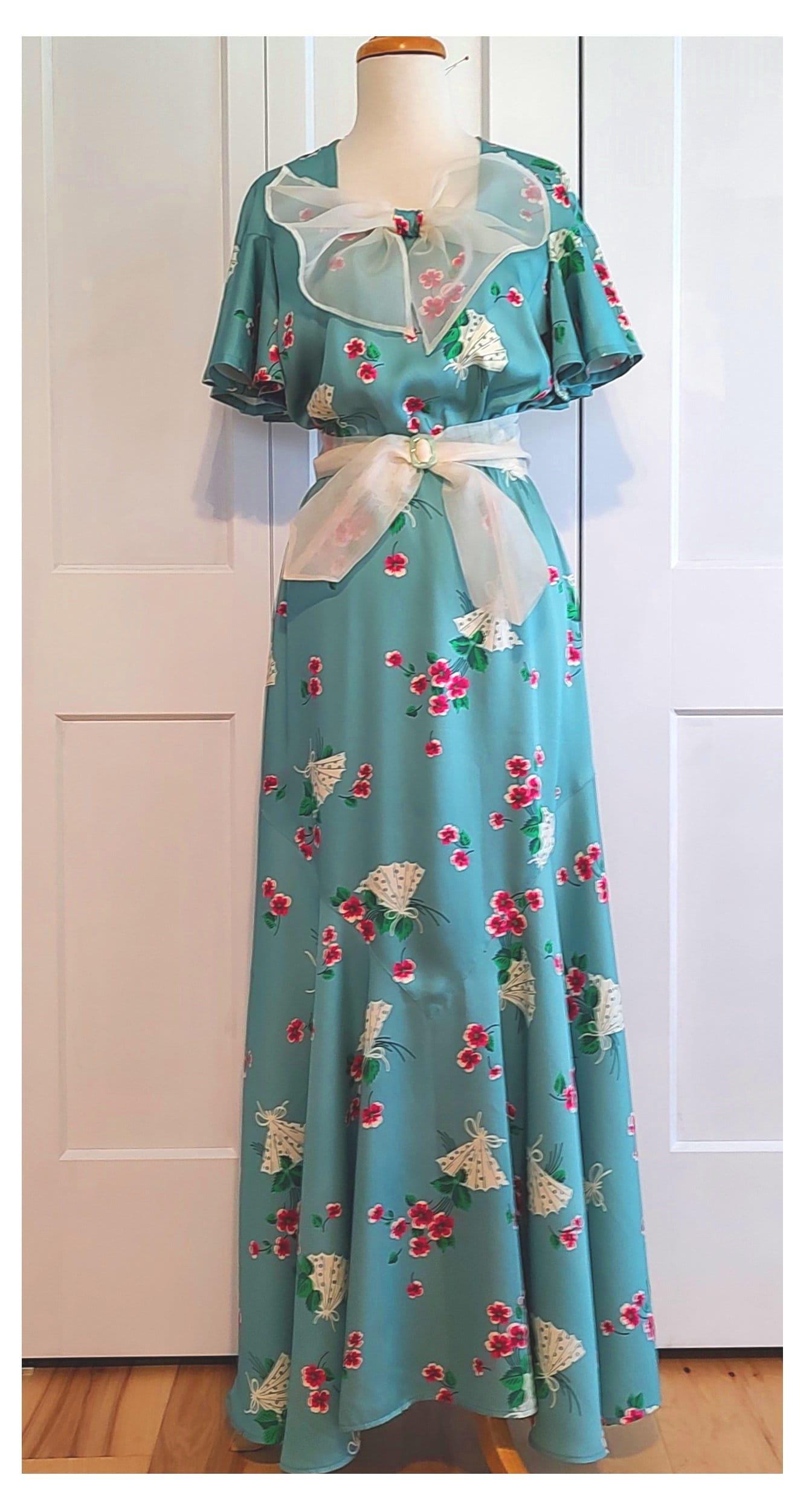 1930s Ladies Evening Gown With Two Necklines - INSTANT DOWNLOAD - Reproduction 1934 Sewing Pattern #T1495 -36 Inch Bust [PDF - PRINT AT HOME]