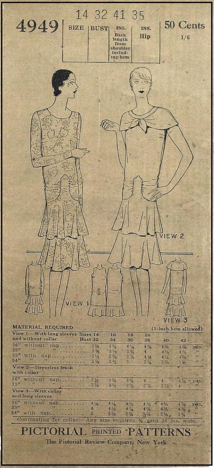 1920s Ladies Tiered Dress - INSTANT DOWNLOAD - Reproduction 1929 Sewing Pattern #Z4949 - 32 Inch Bust [PDF - PRINT AT HOME]