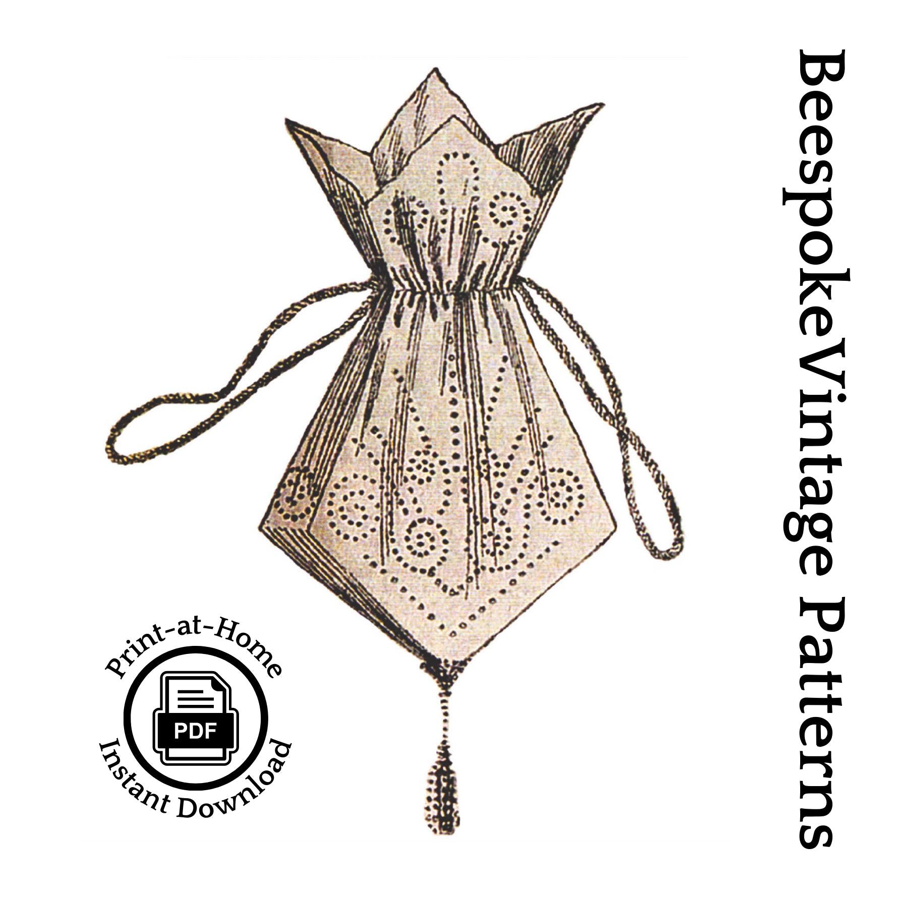 1912 Beaded Drawstring Handbag - INSTANT DOWNLOAD - Pattern #A14794 - Edwardian Era Reticule [PDF - PRINT AT HOME]