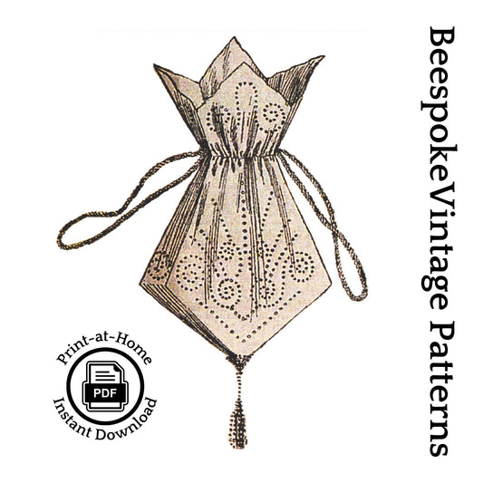 1912 Beaded Drawstring Handbag - INSTANT DOWNLOAD - Pattern #A14794 - Edwardian Era Reticule [PDF - PRINT AT HOME]