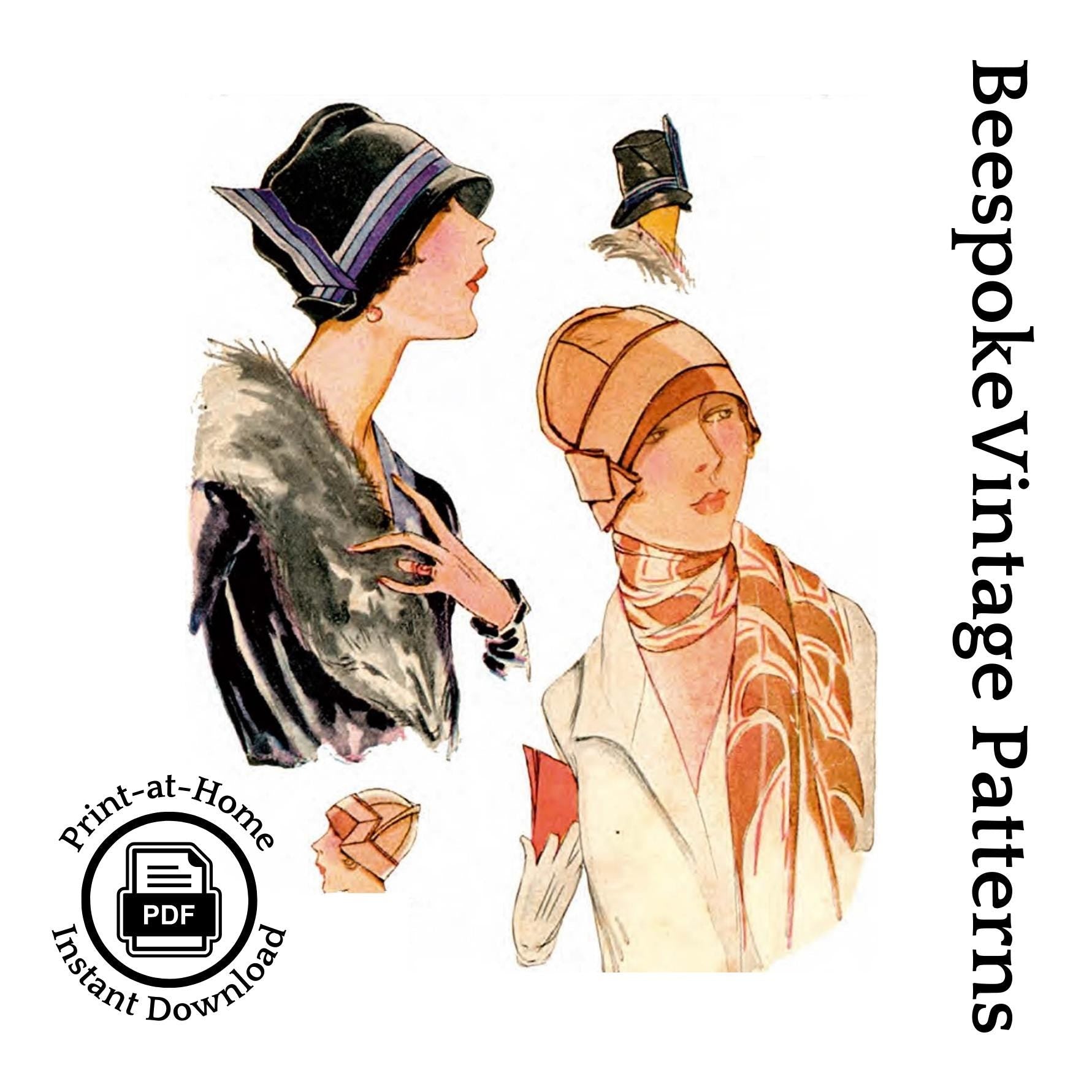 1920s Cloche Hat in Two Styles - INSTANT DOWNLOAD - Reproduction 1927 Sewing Pattern #H1603 - PDF - Print at Home