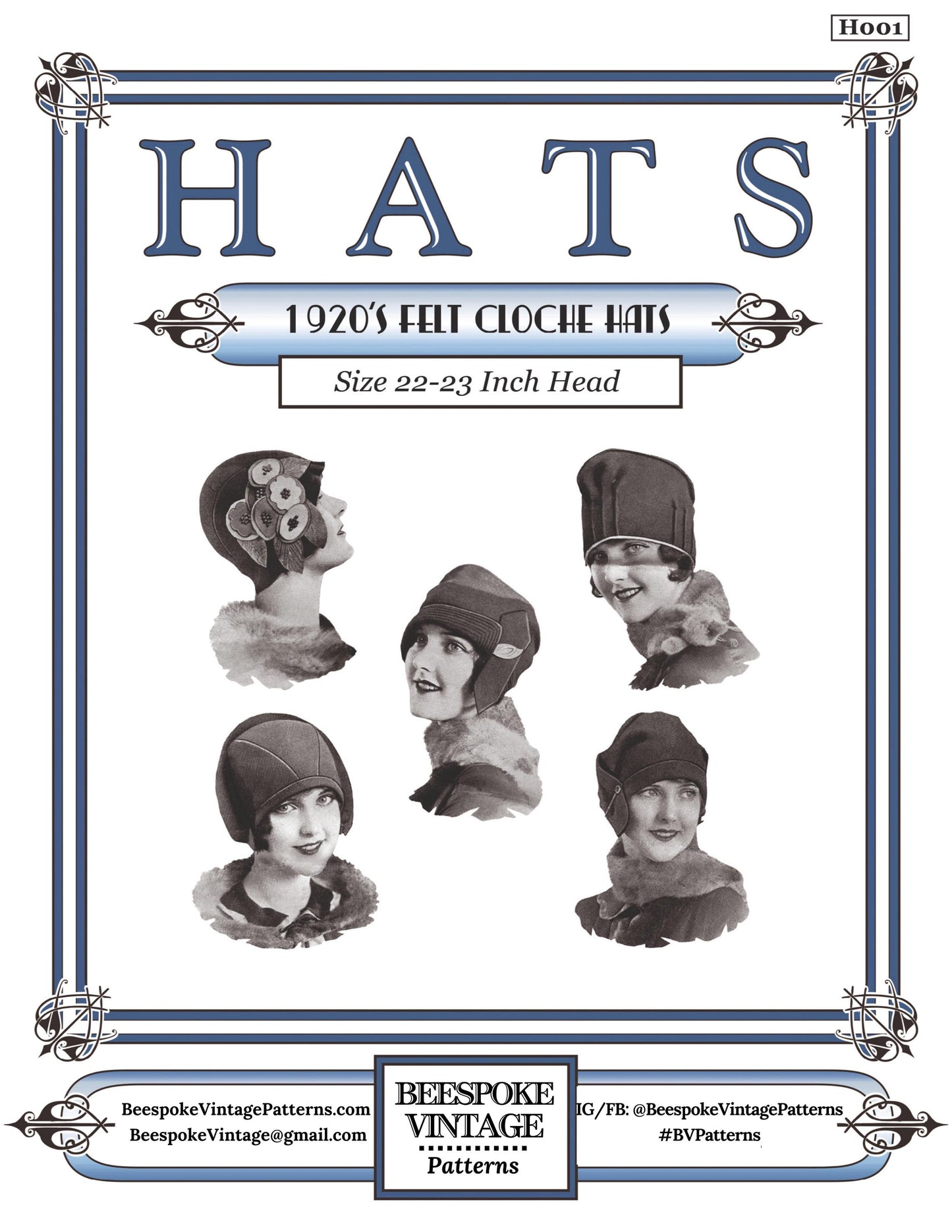 1920s Ladies Felt Cloche Hats - INSTANT DOWNLOAD - Pattern #H001 [PDF - PRINT AT HOME]