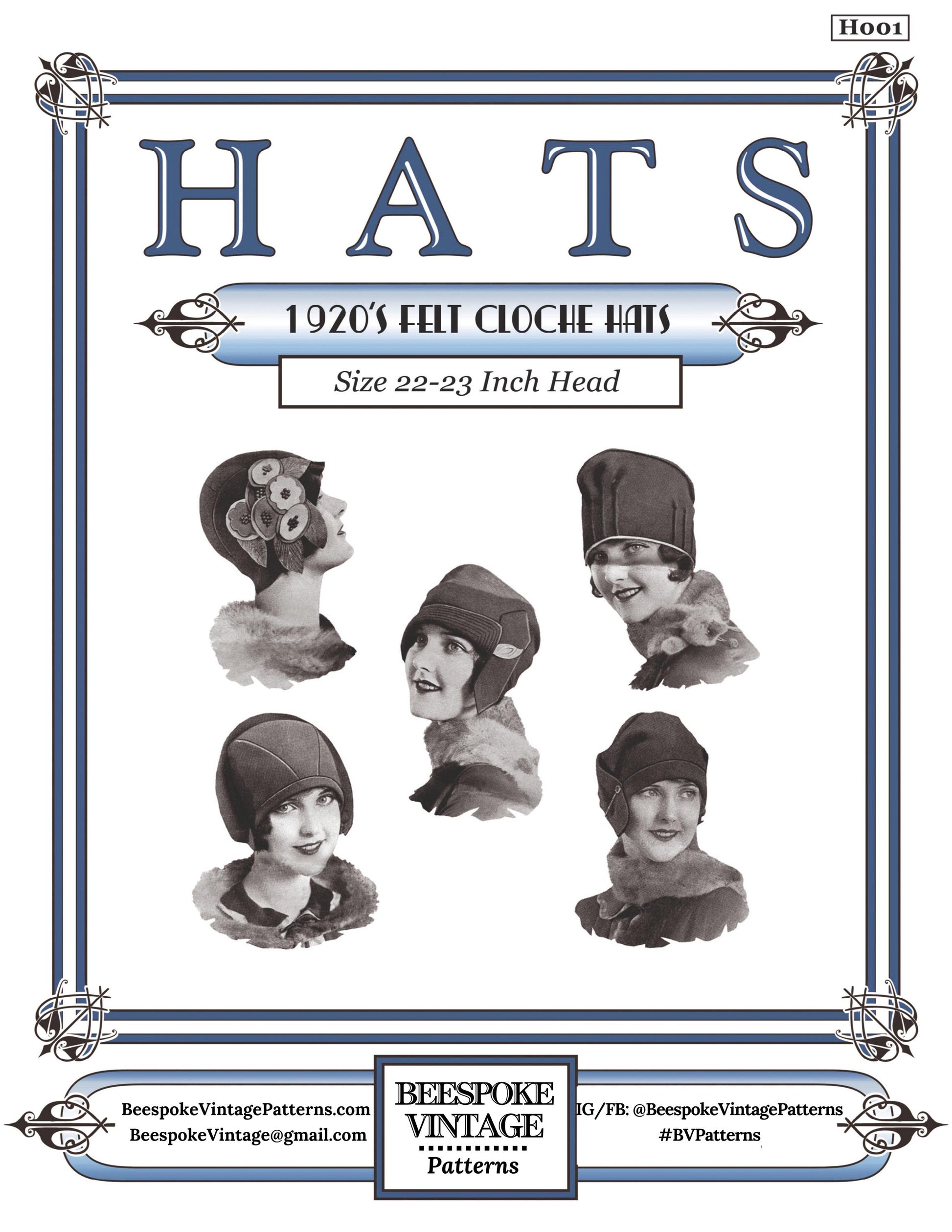 1920s Ladies Felt Cloche Hats - INSTANT DOWNLOAD - Pattern #H001 [PDF - PRINT AT HOME]
