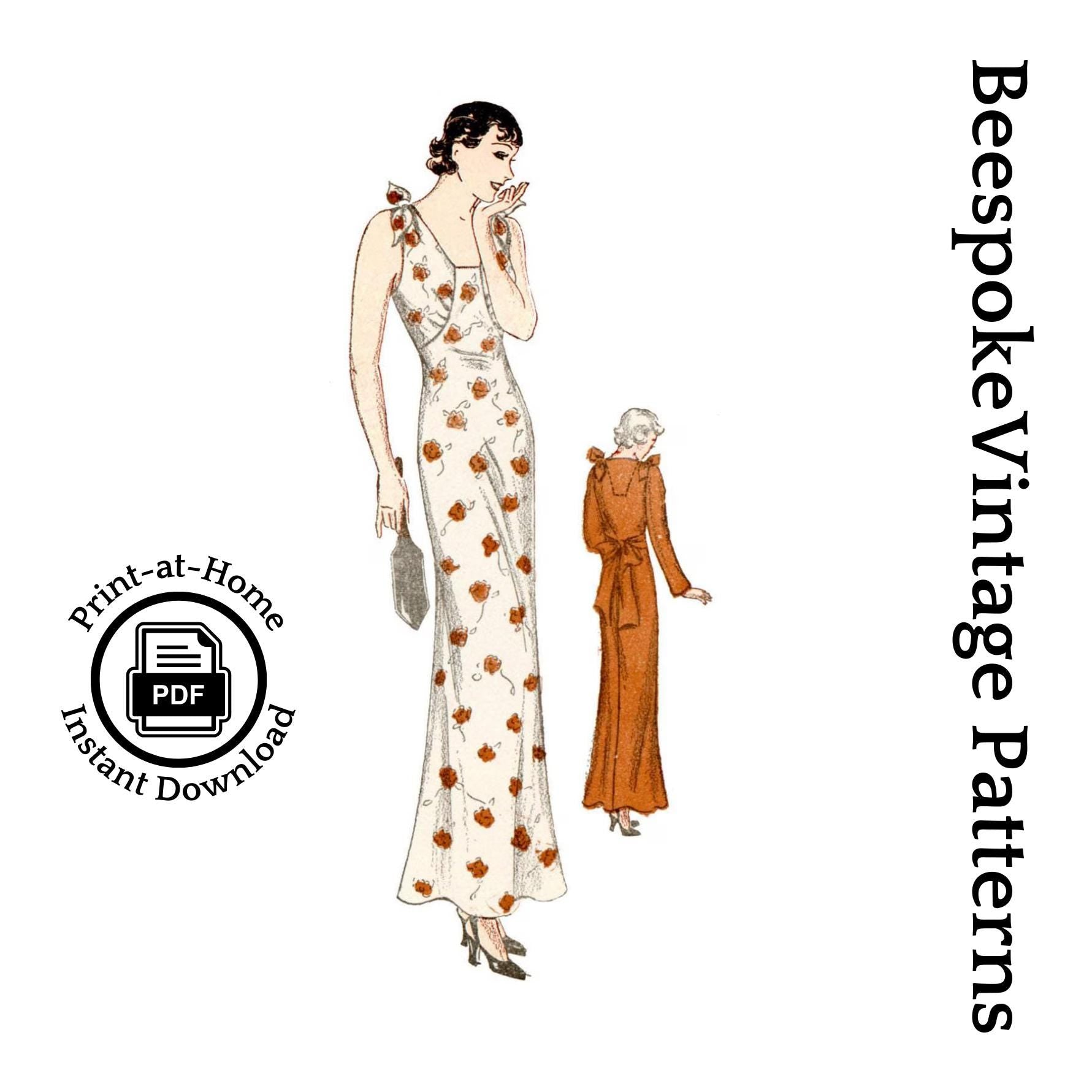 1930s Ladies Nightgown or Lounging Pajama - INSTANT DOWNLOAD - Reproduction 1935 Sewing Pattern #T0442 - 40 Inch Bust [PDF - PRINT AT HOME]