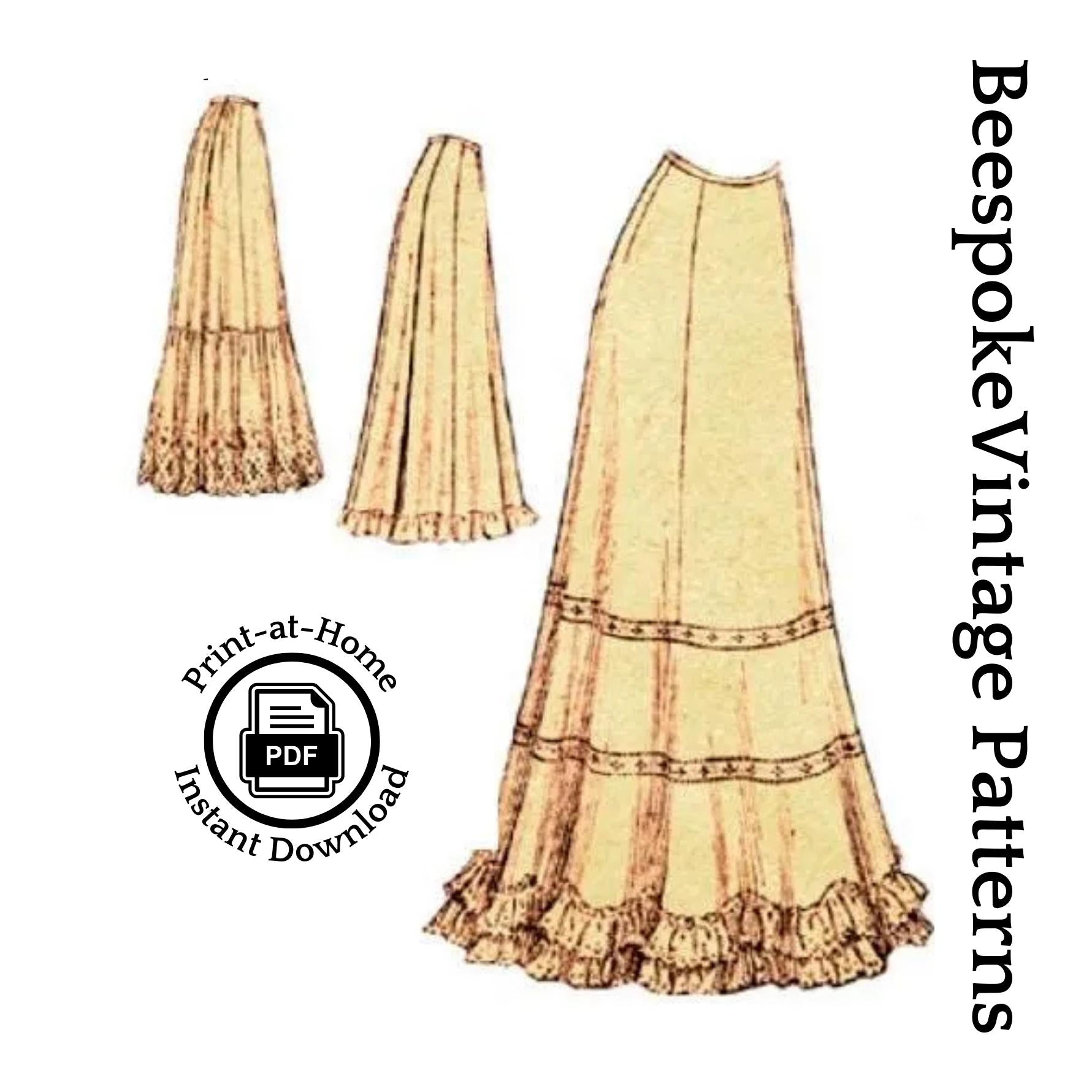 1908 Ladies 5-Gore Petticoat - INSTANT DOWNLOAD - Pattern #E2907 - 28 Inch Waist [PDF - PRINT AT HOME]