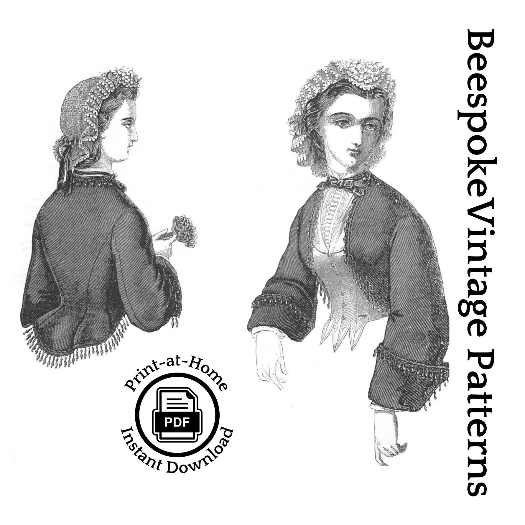 1860s Ladies Vest & Jacket - INSTANT DOWNLOAD - 1863 Victorian Pattern #E0161 - 32/34 Inch Bust [PDF - PRINT AT HOME]