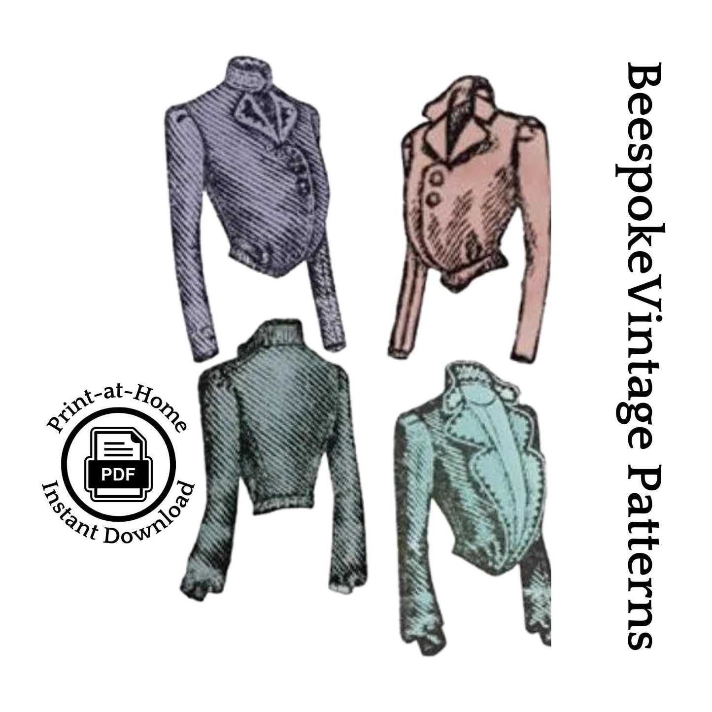 1890s Ladies Victorian Era Eaton Jacket - INSTANT DOWNLOAD - Reproduction 1898 Sewing Pattern #E4830 - 36 Inch Bust [PDF - PRINT AT HOME]