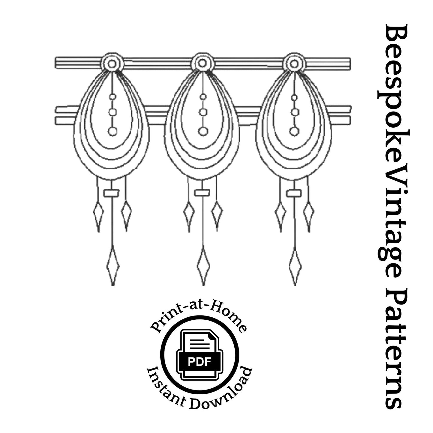 1920s Mission Style Motif for Beading or Embroidery - INSTANT DOWNLOAD - Reproduction Transfer Pattern #N2802 [PDF - PRINT AT HOME]
