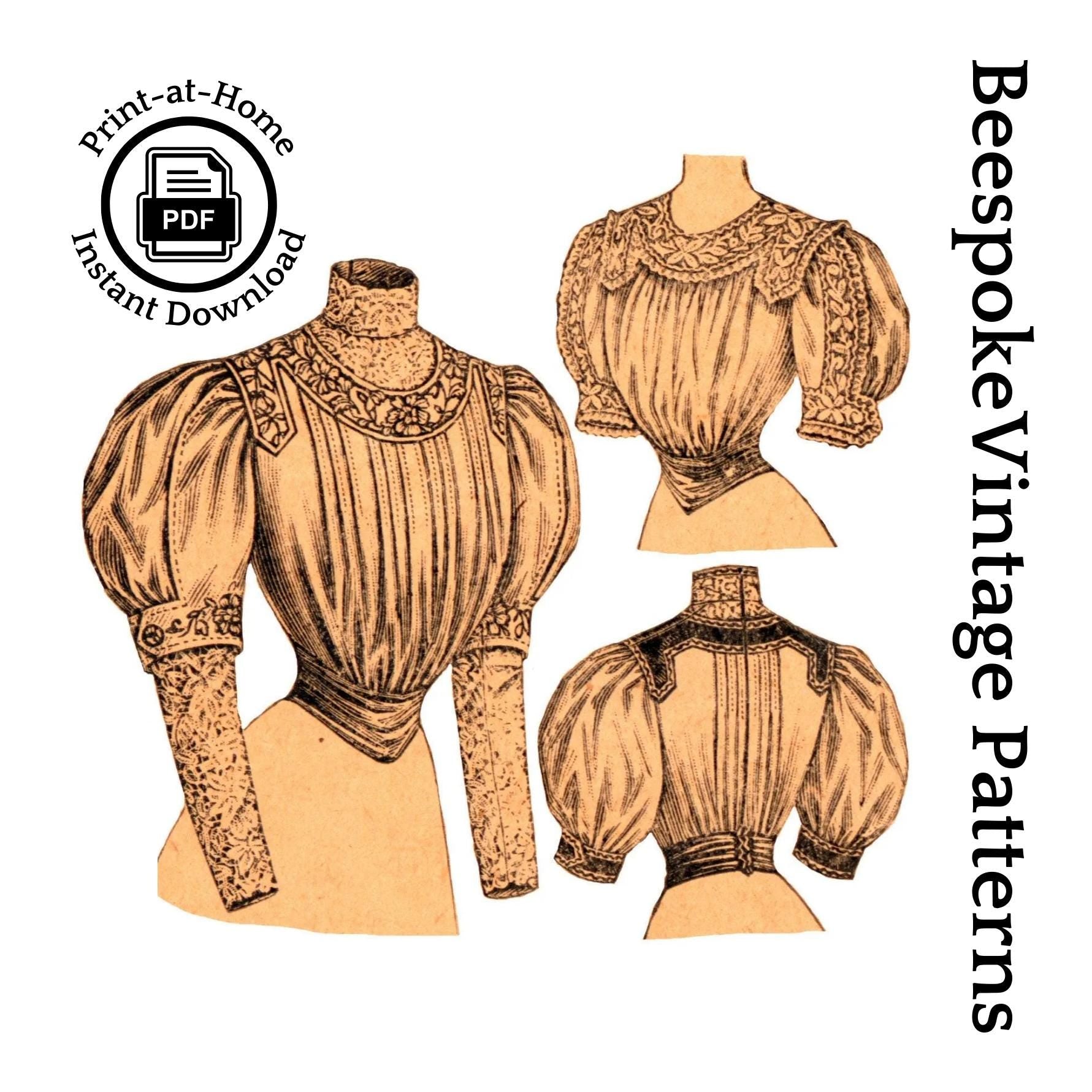1900s Ladies Blouse With Tucked Front - INSTANT DOWNLOAD - 1904-05 Pattern #E9322 - 36 Inch Bust [PDF - PRINT AT HOME]
