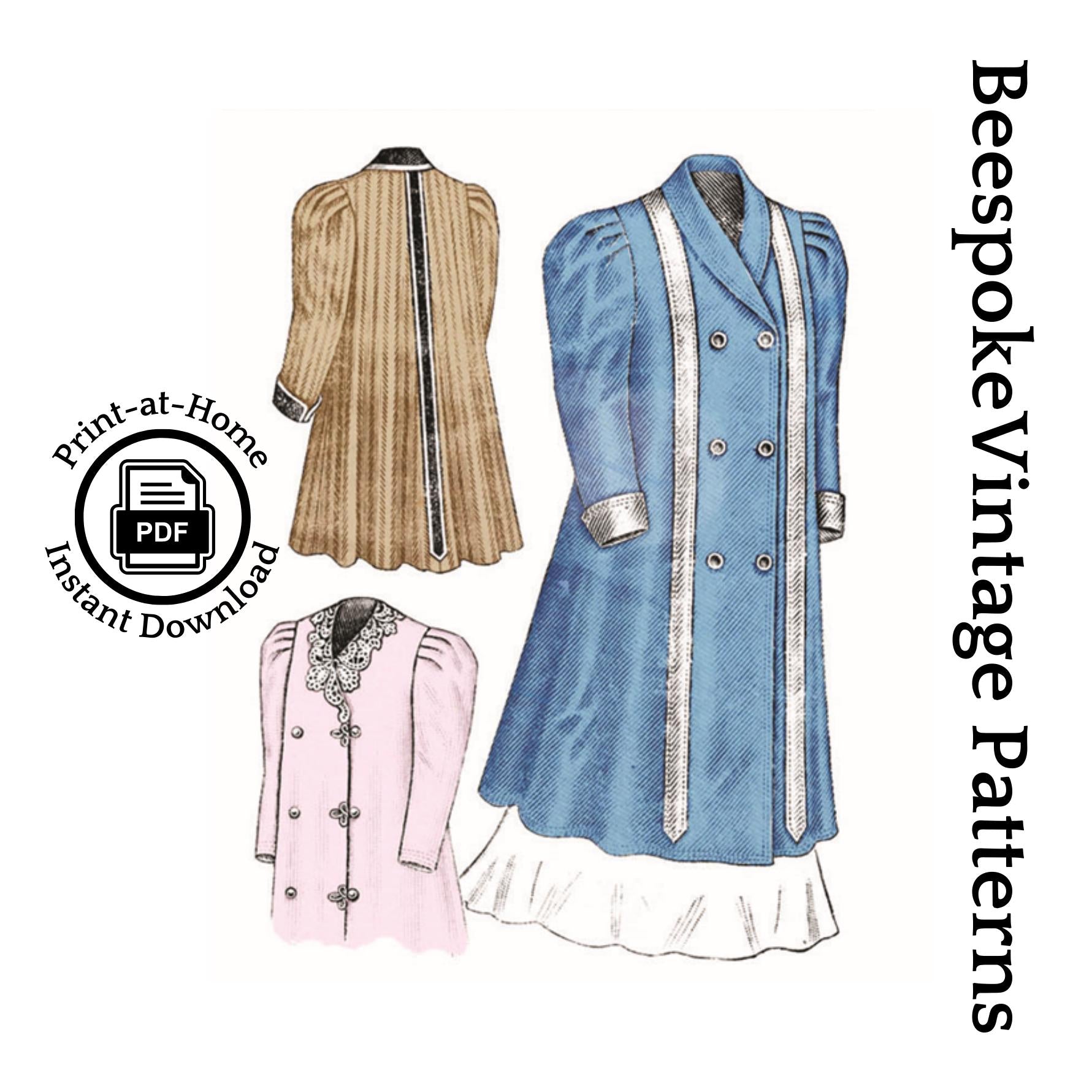 1900s Young Ladies Double-Breasted Coat - INSTANT DOWNLOAD - Reproduction 1908 Sewing Pattern #E9762 - 32 Inch Bust [PDF - PRINT AT HOME]