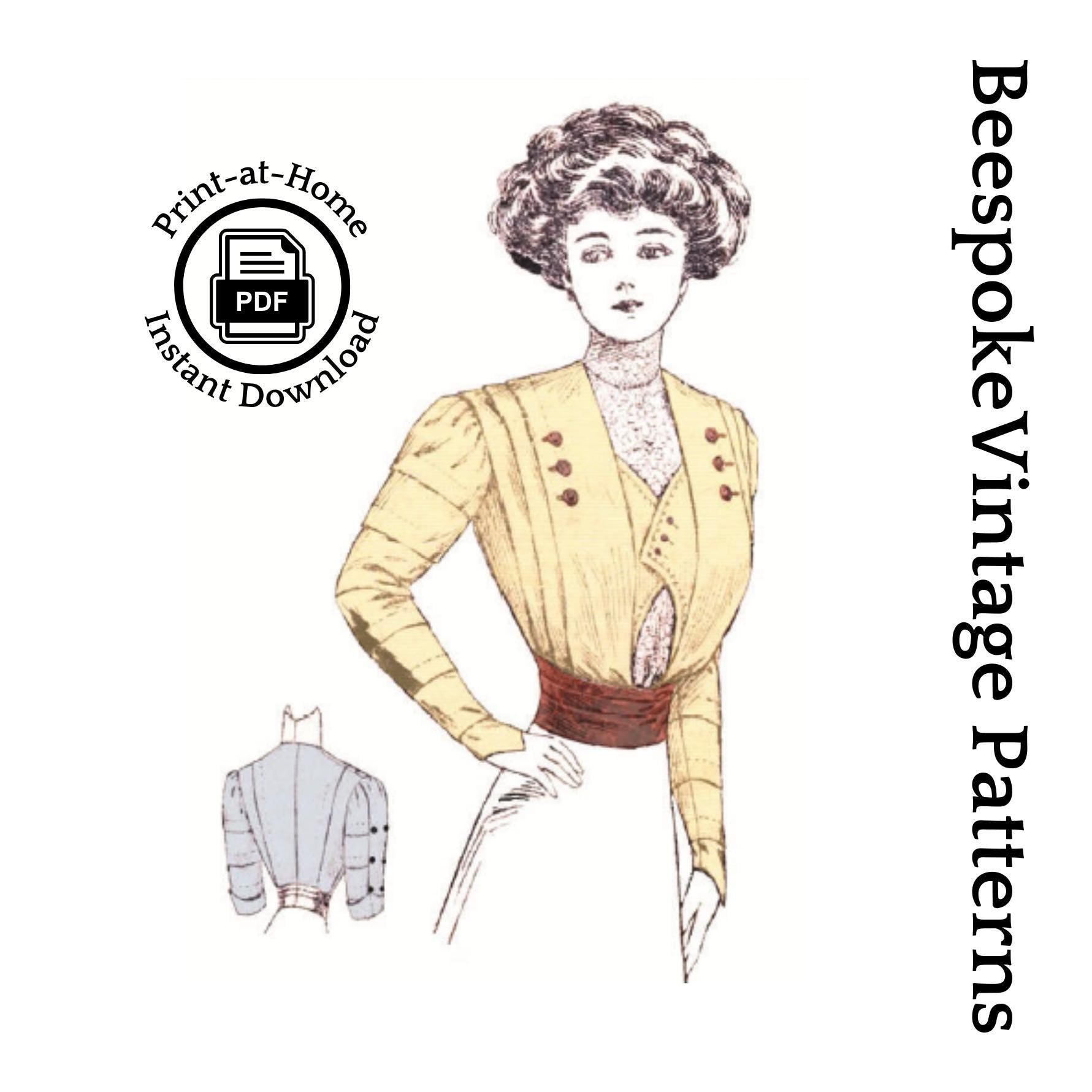 1910 Ladies Waist With Belt And Two Sleeves - INSTANT DOWNLOAD - Pattern #E2564 - 38 Inch Bust [PDF - PRINT AT HOME]