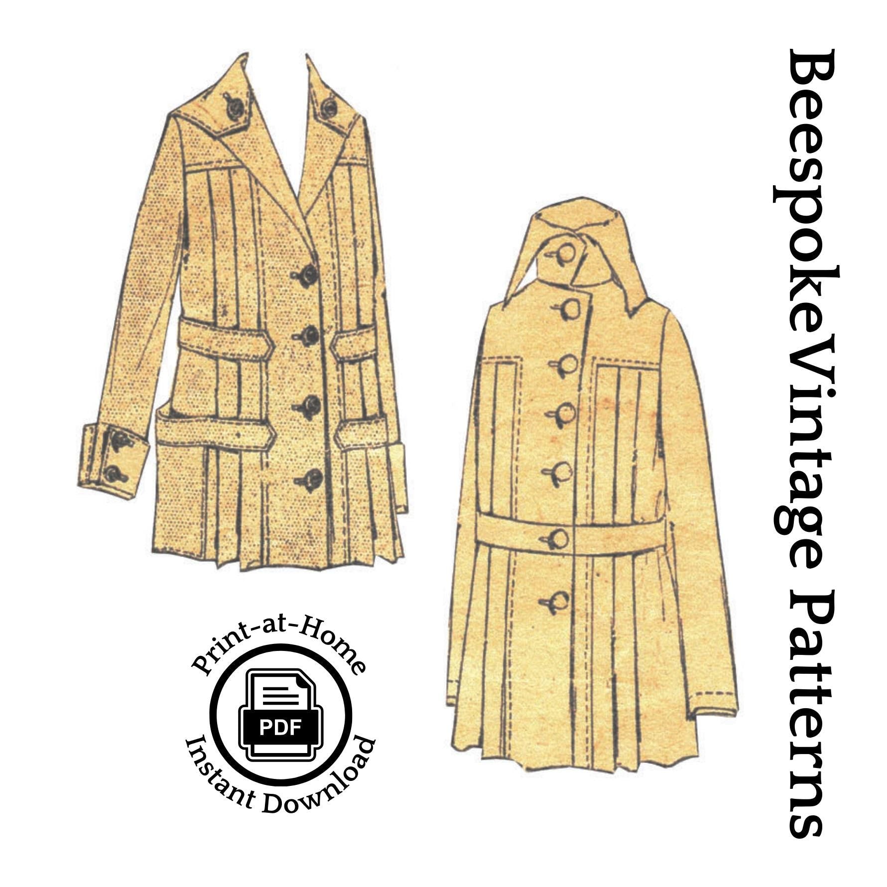 1917 Ladies Pleated Coat with Belt Options - INSTANT DOWNLOAD - Reproduction 1917 Sewing Pattern #E7651 - 34 Inch Bust [PDF - PRINT AT HOME]