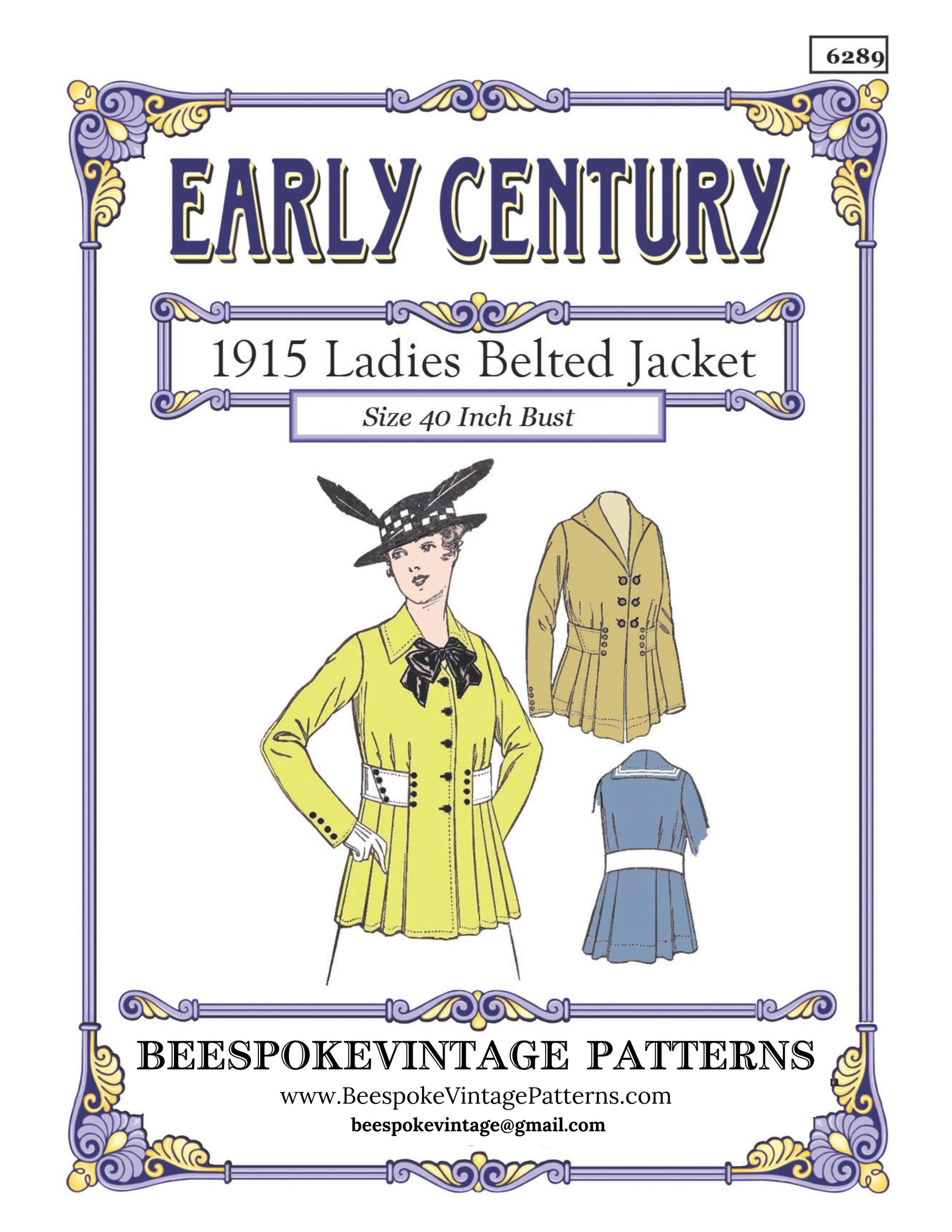 1915 Ladies Belted Jacket In Two Lengths - INSTANT DOWNLOAD - Pattern #E6289 - 40 Inch Bust [PDF - PRINT AT HOME]