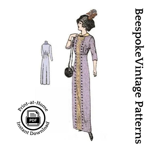 1912 Ladies Dress with Four Gore Skirt - INSTANT DOWNLOAD - Pattern #E6131 - 36 Inch Bust [PDF - PRINT AT HOME]