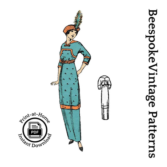 1912 Ladies Dress with Flounce - INSTANT DOWNLOAD - Pattern #E6211 - 36 Inch Bust [PDF - PRINT AT HOME]