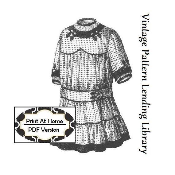 1912 Child's Flounced Dress With Optional Contrast Binding - INSTANT DOWNLOAD - Reproduction Sewing Pattern #C0501 - PDF - Print At Home