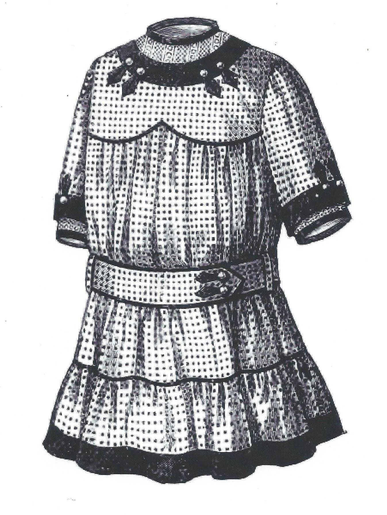 1912 Child's Flounced Dress With Optional Contrast Binding - INSTANT DOWNLOAD - Reproduction Sewing Pattern #C0501 - PDF - Print At Home