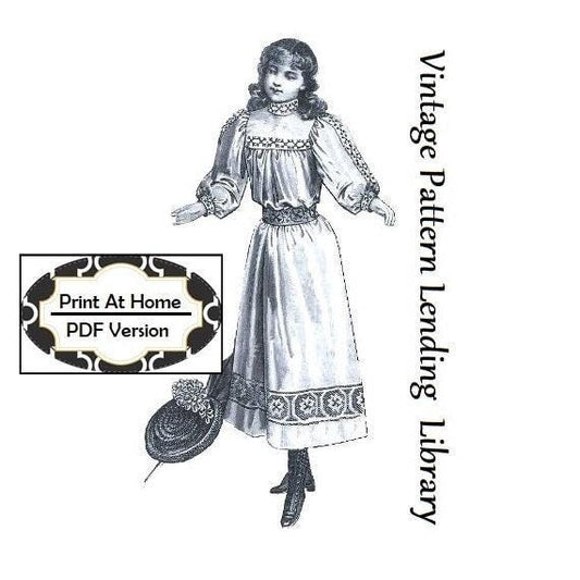 1890s Girl's Two-Piece Dress With Russian Embroidery - INSTANT DOWNLOAD - Reproduction 1894 Sewing Pattern #C0953b - PDF - Print At Home