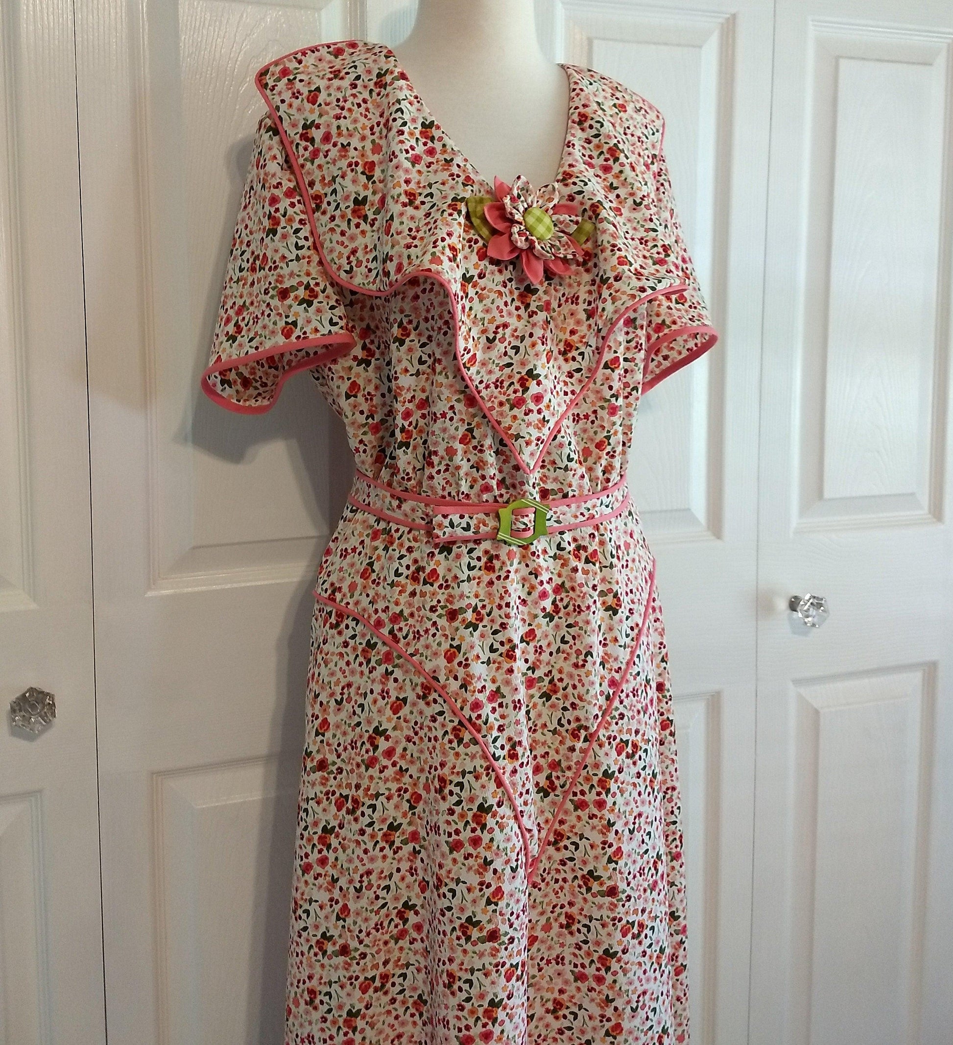 1930s Ladies Dress With Jabot & Deep V-Yoke - INSTANT DOWNLOAD - Reproduction 1936 Sewing Pattern #T0628 - 42 Inch Bust[PDF - PRINT AT HOME]