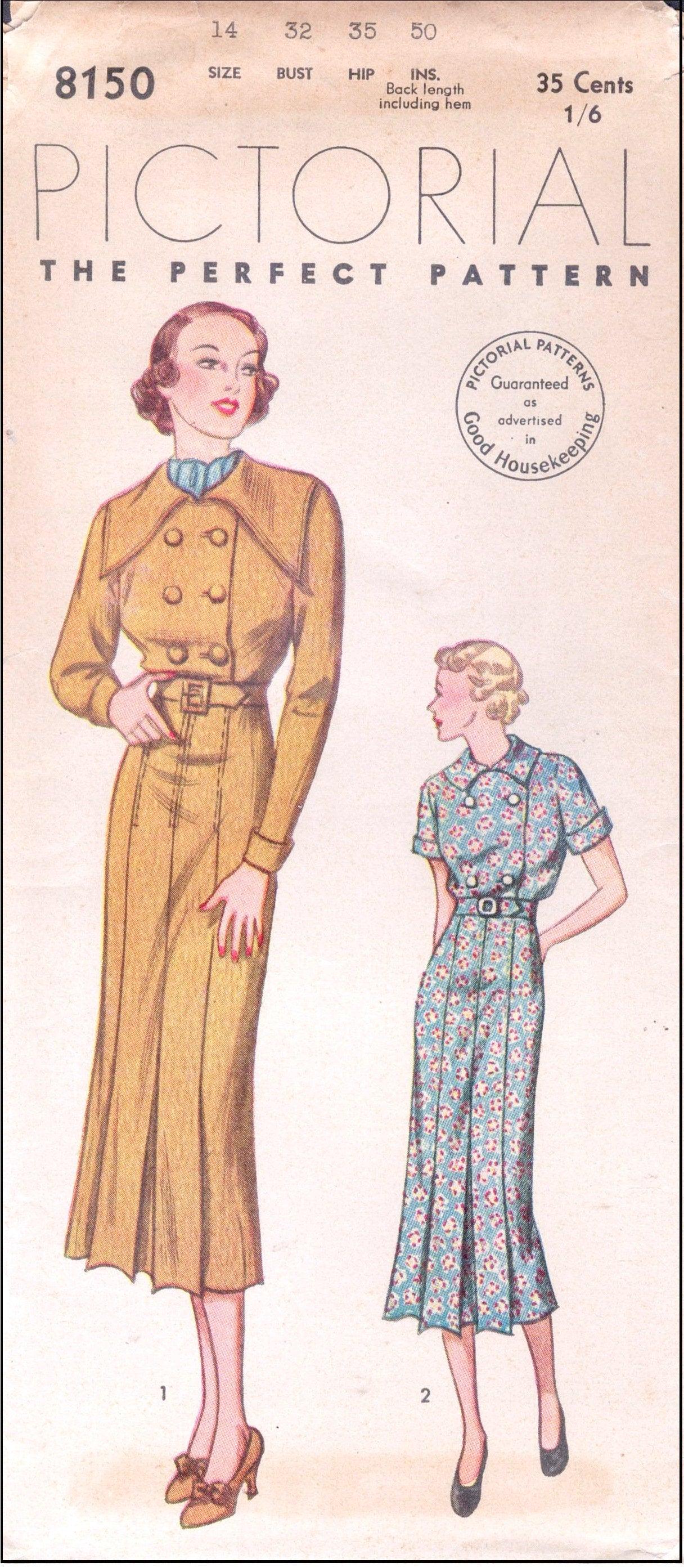 1930s Jr Frock with Double-Breasted Bodice - INSTANT DOWNLOAD - Reproduction 1936 Sewing Pattern #T8150 - 32 Inch Bust [PDF - PRINT AT HOME]