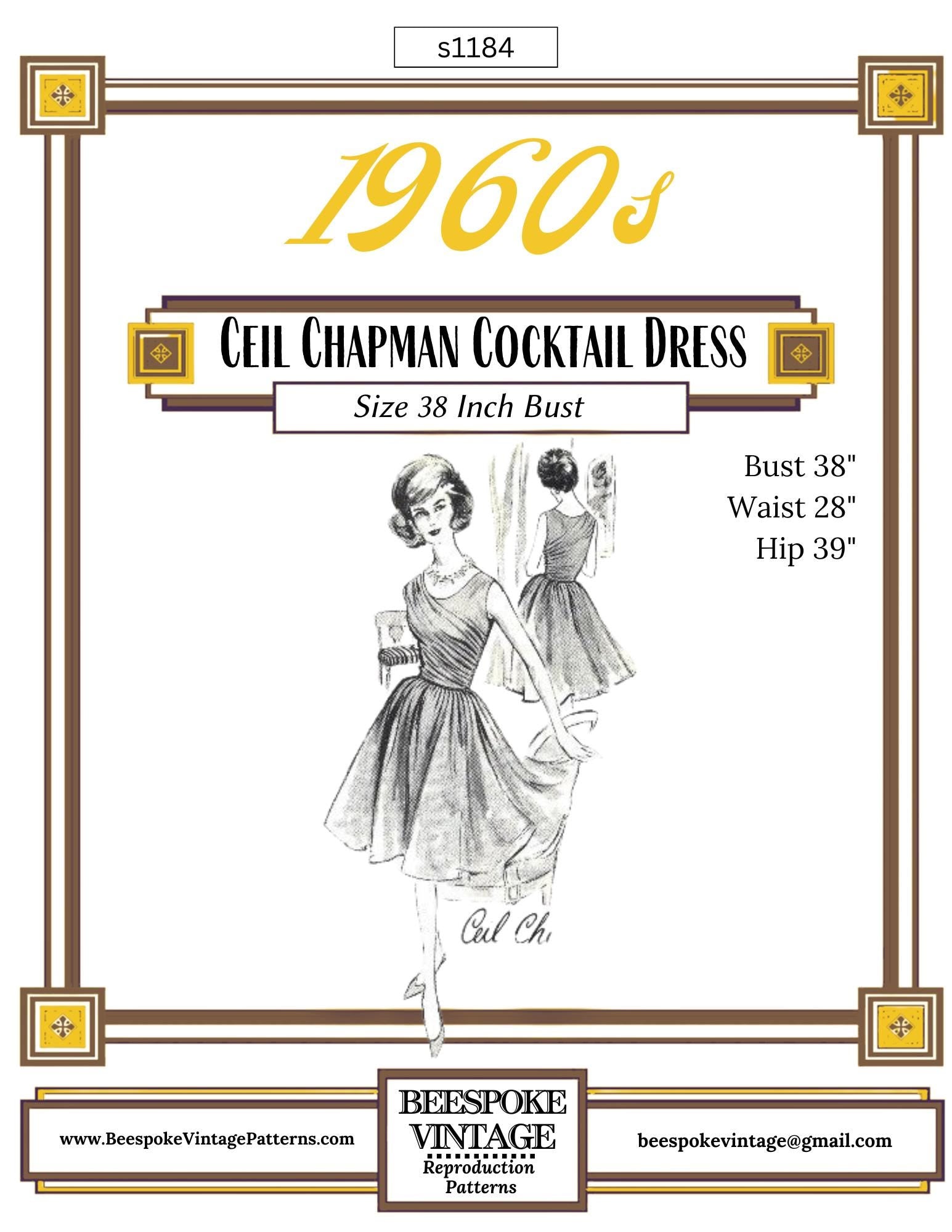1960s Ladies Ceil Chapman Cocktail Dress - Reproduction 1962 Sewing Pattern #S1184 - 38 Inch Bust [PAPER]