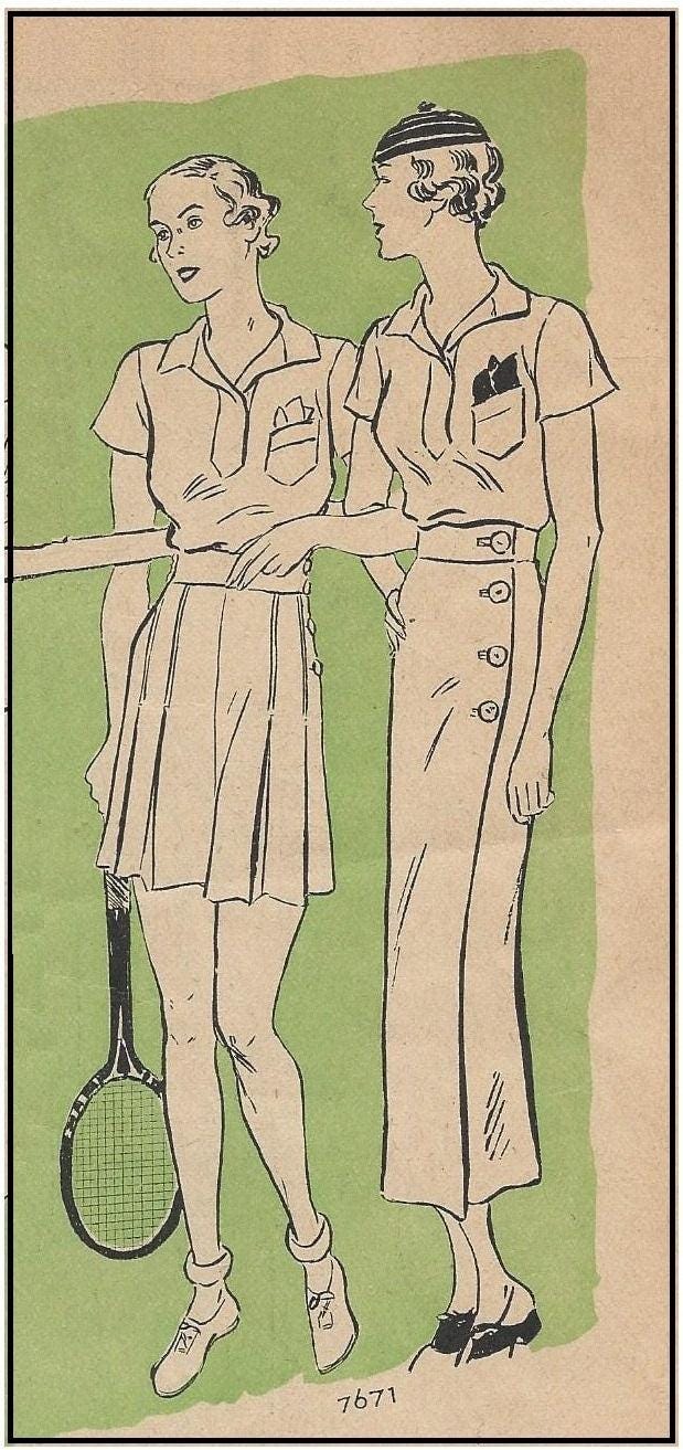 1930s Ladies Sports Ensemble - INSTANT DOWNLOAD - Reproduction 1933-34 Sewing Pattern #T7671 - 36 Inch Bust [PDF - PRINT AT HOME]