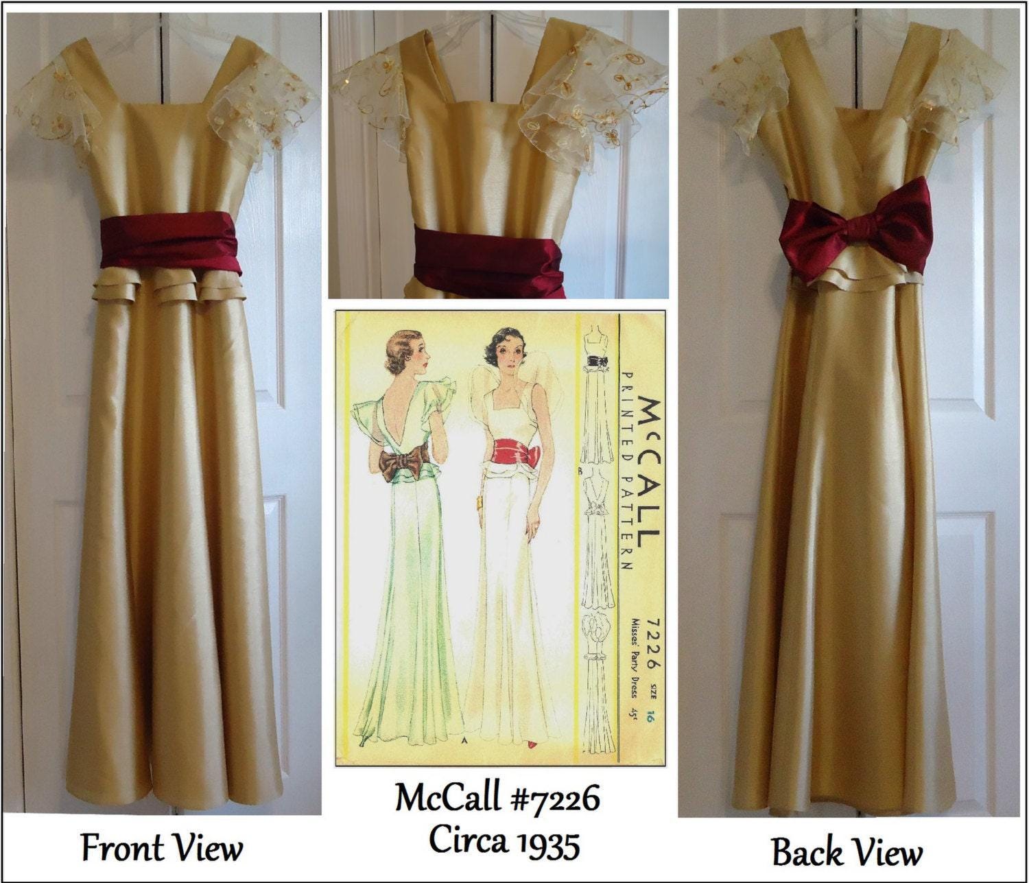 1930s Ladies Evening Gown With Sash - INSTANT DOWNLOAD - Reproduction 1933 Sewing Pattern #T7226 - 34 Inch Bust [PDF - PRINT AT HOME]