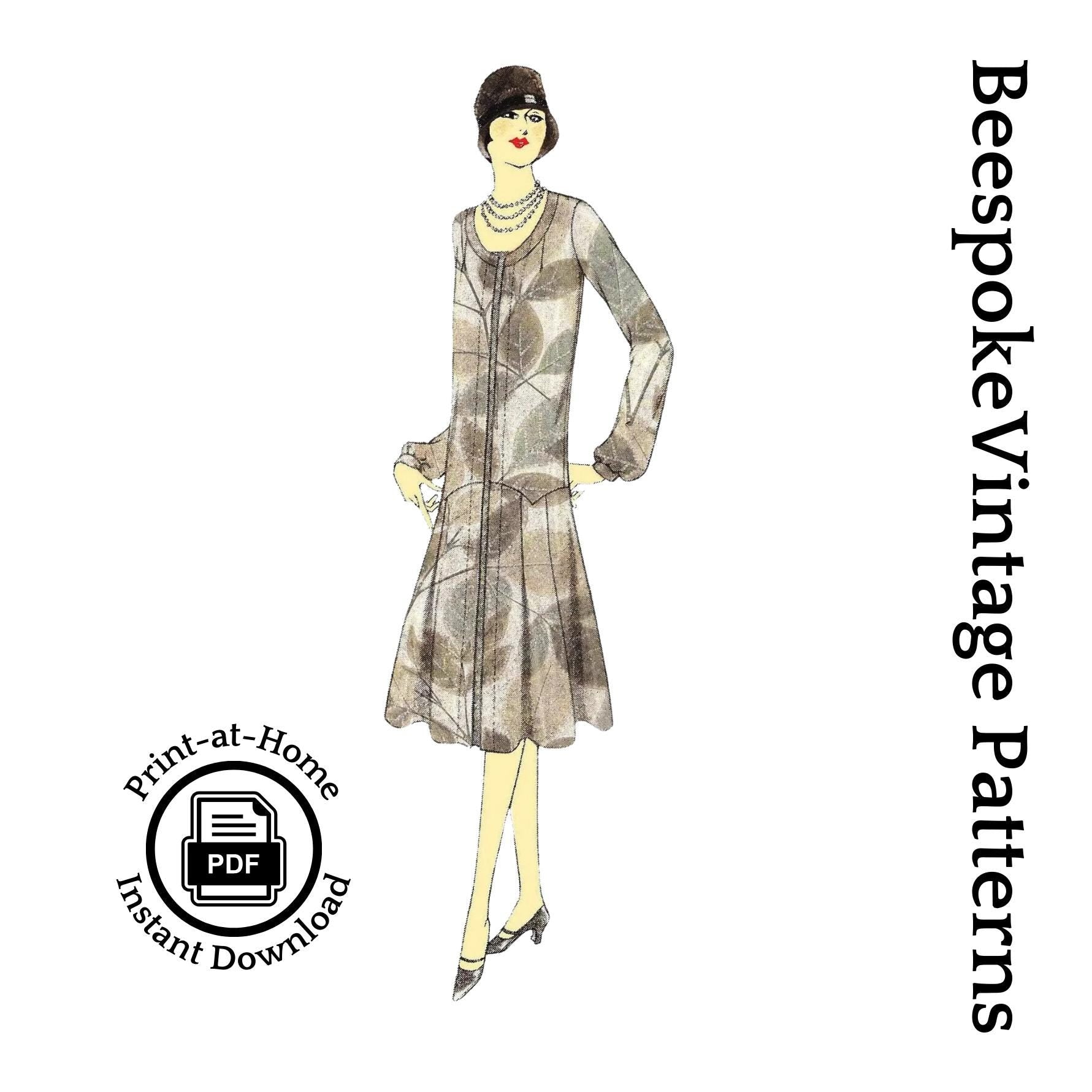 1920s Dress With Contrast Front Panel - INSTANT DOWNLOAD - Reproduction 1926 Sewing Pattern #Z4381 - 36 Inch Bust [PDF - PRINT AT HOME]