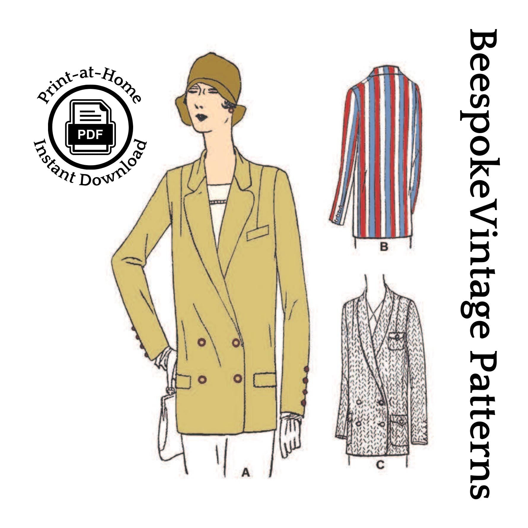 1920s Ladies Box-Coat Sports Blazer - INSTANT DOWNLOAD - Reproduction 1929 Sewing Pattern #Z2419 - 35 Inch Bust [PDF - PRINT AT HOME]