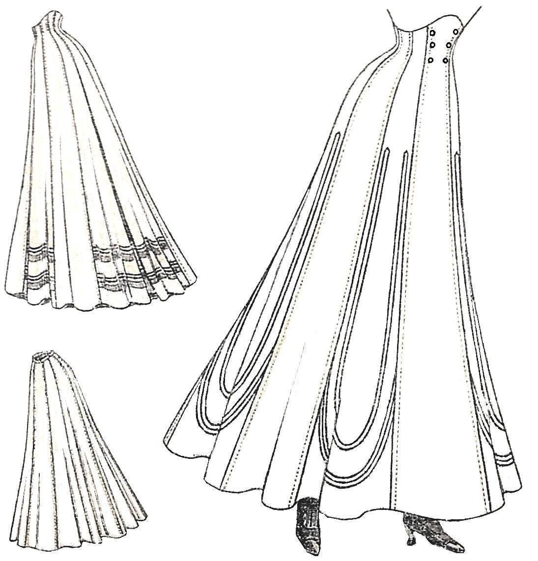 1910 Ladies Eleven-Gored Skirt - Edwardian Skirt - INSTANT DOWNLOAD PDF - Pattern #E1845 - 26 Inch Waist - Print At Home