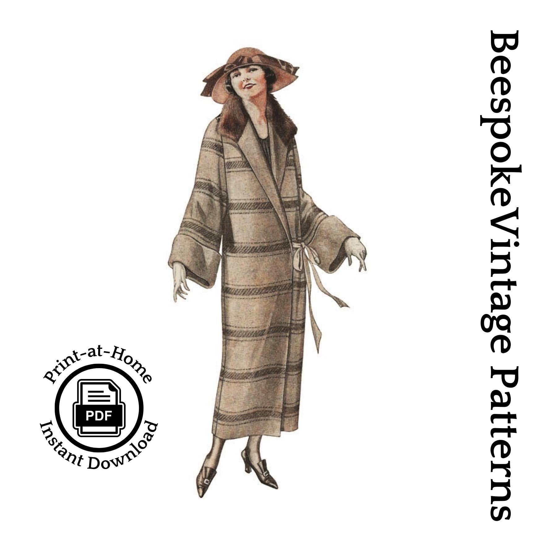 1920s Ladies Coat With Large Sleeves - INSTANT DOWNLOAD - Reproduction 1923 Sewing Pattern #Z1652 - 34 Inch Bust [PDF - PRINT AT HOME]