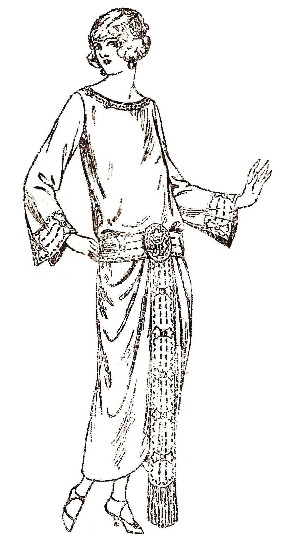 1920s Ladies Slip-Over Dress With Belt - INSTANT DOWNLOAD - Reproduction 1923 Sewing Pattern #Z4558 - 40 Inch Bust [PDF - PRINT AT HOME]