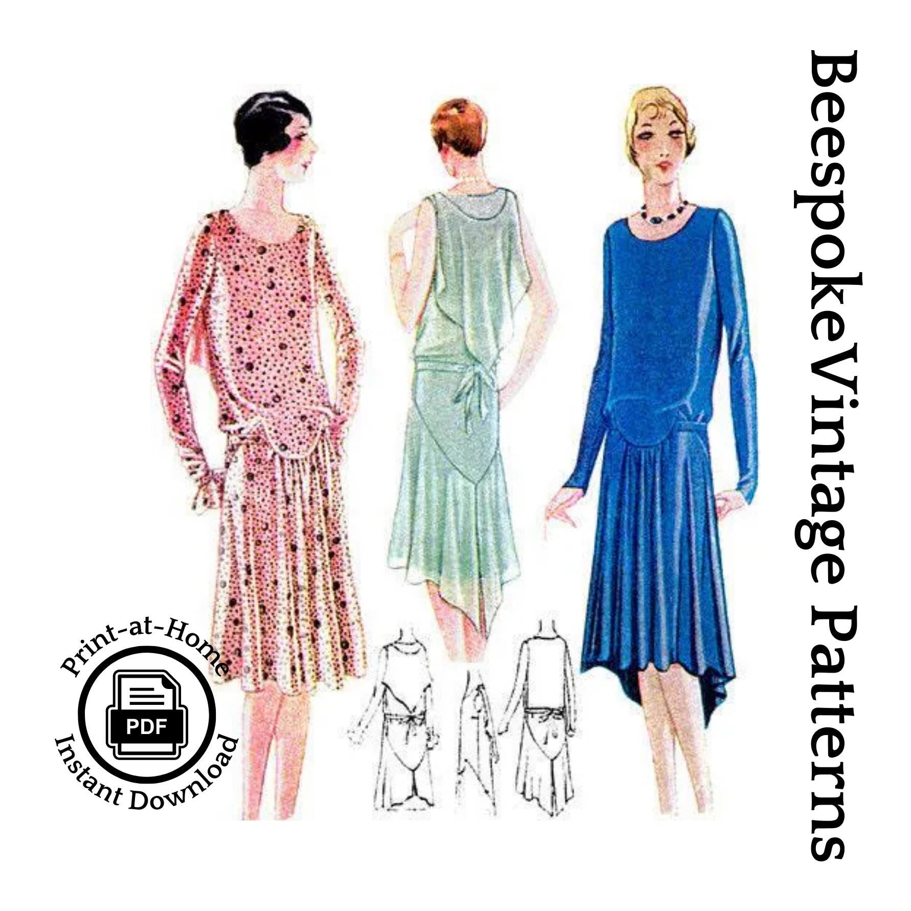 1920s Ladies Dress With Shoulder Drape - INSTANT DOWNLOAD- Reproduction 1928 Sewing Pattern #Z5428 - 34 Bust [PDF - PRINT AT HOME]