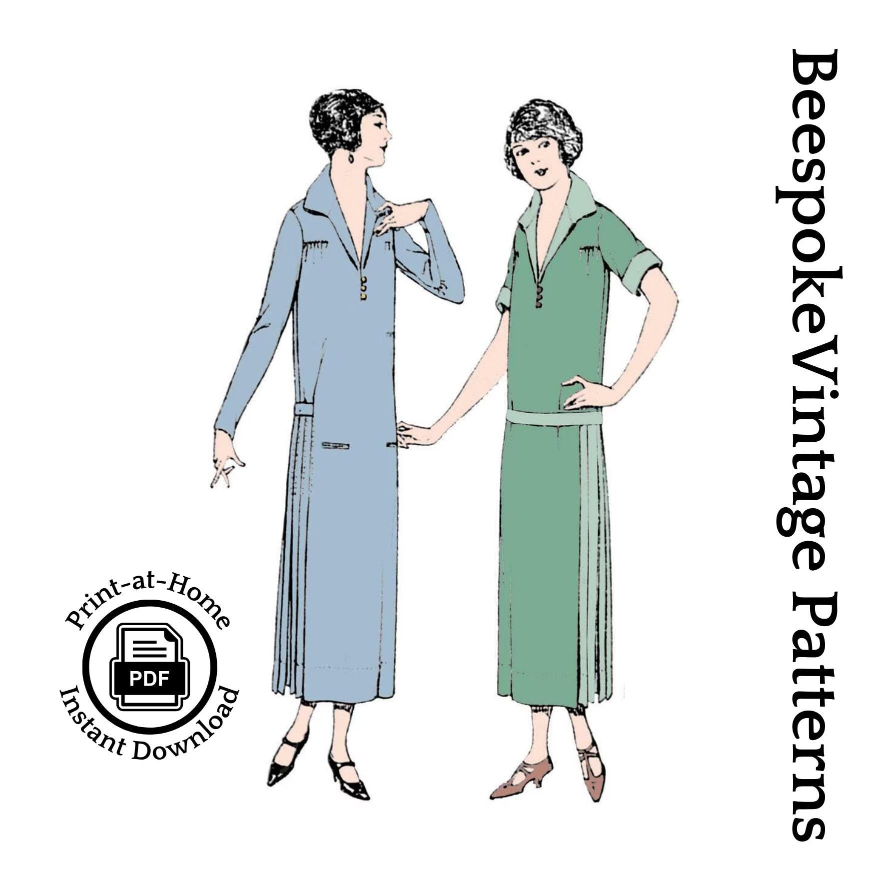 1920s Ladies Dress With Side Pleats - INSTANT DOWNLOAD - Reproduction 1924 Sewing Pattern #Z3533 - 38 Inch Bust [PDF - PRINT AT HOME]