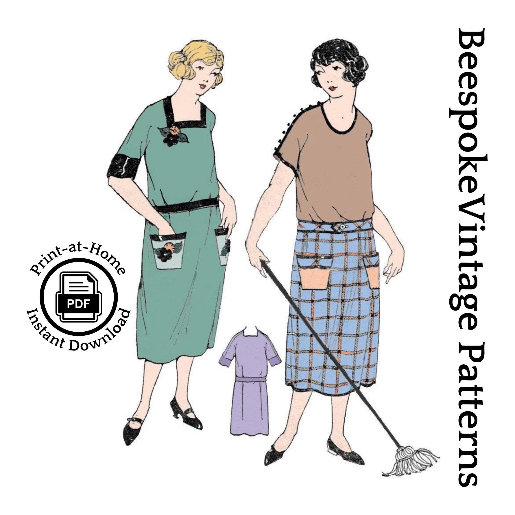 1920s Ladies Economy House Dress - INSTANT DOWNLOAD - Pattern #Z0101 - 44 Inch Bust [PDF - PRINT AT HOME]