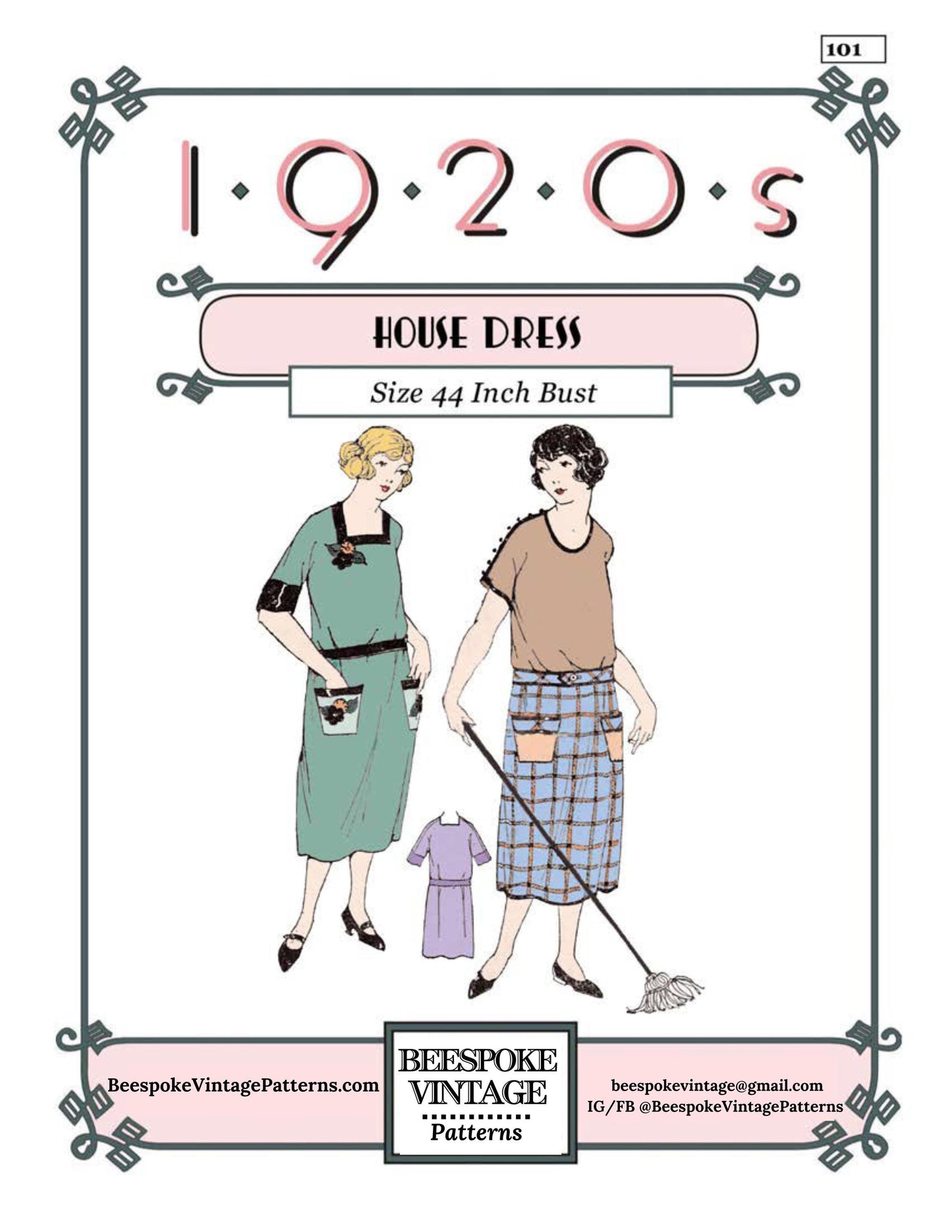 1920s Ladies Economy House Dress - INSTANT DOWNLOAD - Pattern #Z0101 - 44 Inch Bust [PDF - PRINT AT HOME]